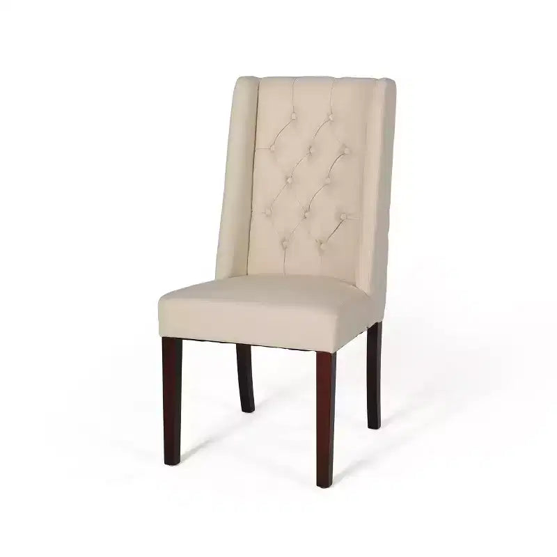 Lot de 2 chaises de salle à manger sans accoudoirs, avec dossier haut à oreilles et capitonnage en losanges, bleu/beige/gris/marron/rouge/noir – Merax