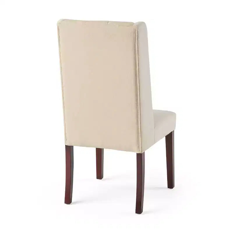 Lot de 2 chaises de salle à manger sans accoudoirs, avec dossier haut à oreilles et capitonnage en losanges, bleu/beige/gris/marron/rouge/noir – Merax