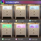 Table de Chevet LED Élégante WhizMax avec 2 Tiroirs de Rangement et Lumières Colorées Télécommandées - Parfaite pour les Chambres Modernes