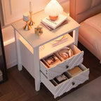 Table de Chevet LED Élégante WhizMax avec 2 Tiroirs de Rangement et Lumières Colorées Télécommandées - Parfaite pour les Chambres Modernes