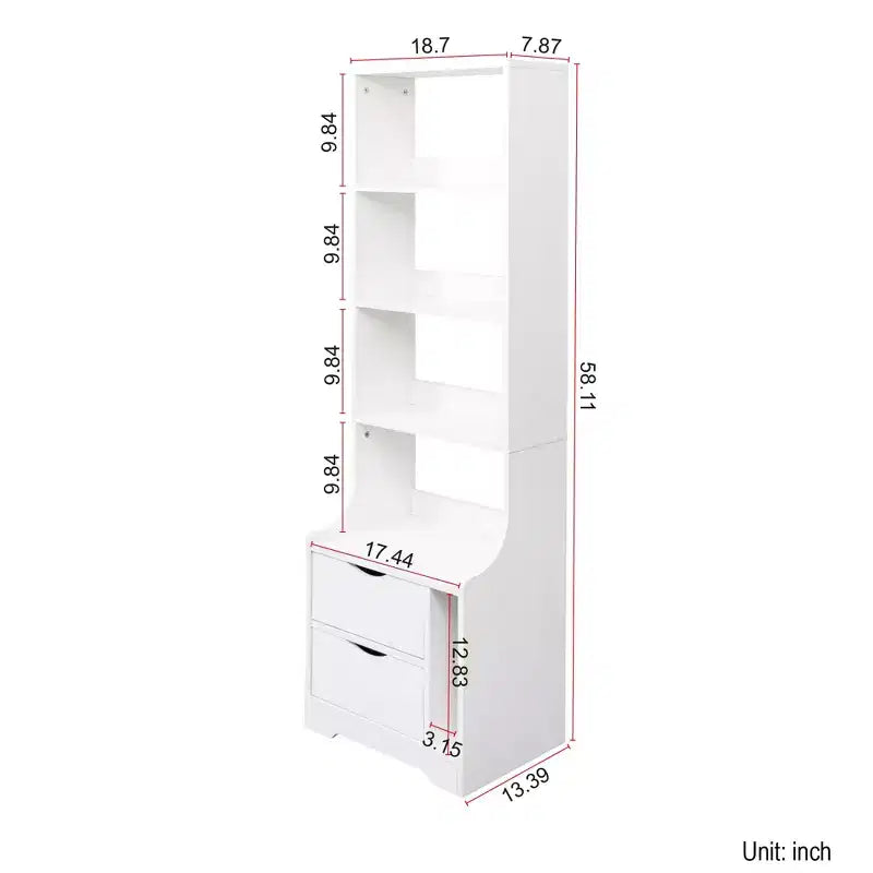 CLIHOME Nightstands with Bookshelf, Dresser with 2 Storage Drawers for Bedroom