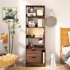 CLIHOME Nightstands with Bookshelf, Dresser with 2 Storage Drawers for Bedroom