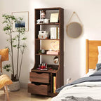 CLIHOME Nightstands with Bookshelf, Dresser with 2 Storage Drawers for Bedroom