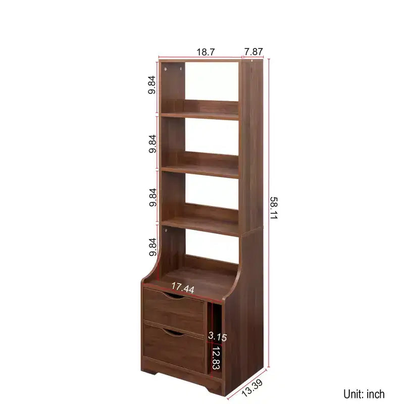 CLIHOME Nightstands with Bookshelf, Dresser with 2 Storage Drawers for Bedroom