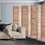 VEVOR Wood Room Divider, 8 Panel Wood Folding Privacy Screen, 66.9 Inches Tall Indoor Louvered Partition Divider, Portable Decoration Screen