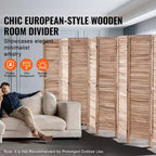 VEVOR Wood Room Divider, 8 Panel Wood Folding Privacy Screen, 66.9 Inches Tall Indoor Louvered Partition Divider, Portable Decoration Screen