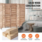 VEVOR Wood Room Divider, 8 Panel Wood Folding Privacy Screen, 66.9 Inches Tall Indoor Louvered Partition Divider, Portable Decoration Screen