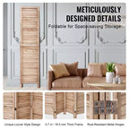 VEVOR Wood Room Divider, 8 Panel Wood Folding Privacy Screen, 66.9 Inches Tall Indoor Louvered Partition Divider, Portable Decoration Screen