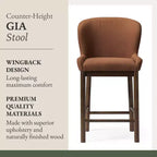 Tabouret de comptoir Maven Lane Gia avec revêtement en tissu 26