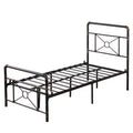 Karl Home Twin Size Modern Water Pipe Iron Bed Frame with Cross Design