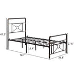 Karl Home Twin Size Modern Water Pipe Iron Bed Frame with Cross Design