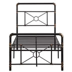 Karl Home Twin Size Modern Water Pipe Iron Bed Frame with Cross Design