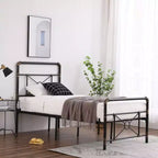 Karl Home Twin Size Modern Water Pipe Iron Bed Frame with Cross Design