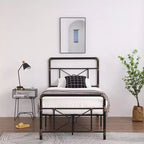 Karl Home Twin Size Modern Water Pipe Iron Bed Frame with Cross Design