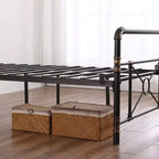 Karl Home Twin Size Modern Water Pipe Iron Bed Frame with Cross Design