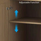 31x31x16 Wood Grain Buffet Cabinet, Storage Organizer with Adjustable Shelves and Rattan Doors for Kitchen Bedroom Living/Dinning Room