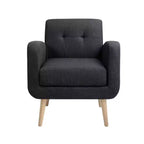 Bestier Black Mid-Century Modern Fabric Accent Armchair Single Sofa with Rubber Wood Legs Linen Upholstery for Living Room