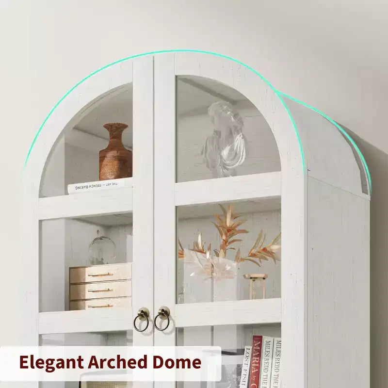 Garde-manger haut de cuisine de ferme Garvee, armoires de rangement de cuisine en bois arquées avec 2 grands tiroirs, montage facile