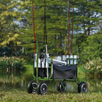 Chariot de pêche VEVOR pour la plage, capacité de charge de 136 kg, chariot de pêche et marin pliable avec quatre grandes roues ballon en caoutchouc de 28 cm