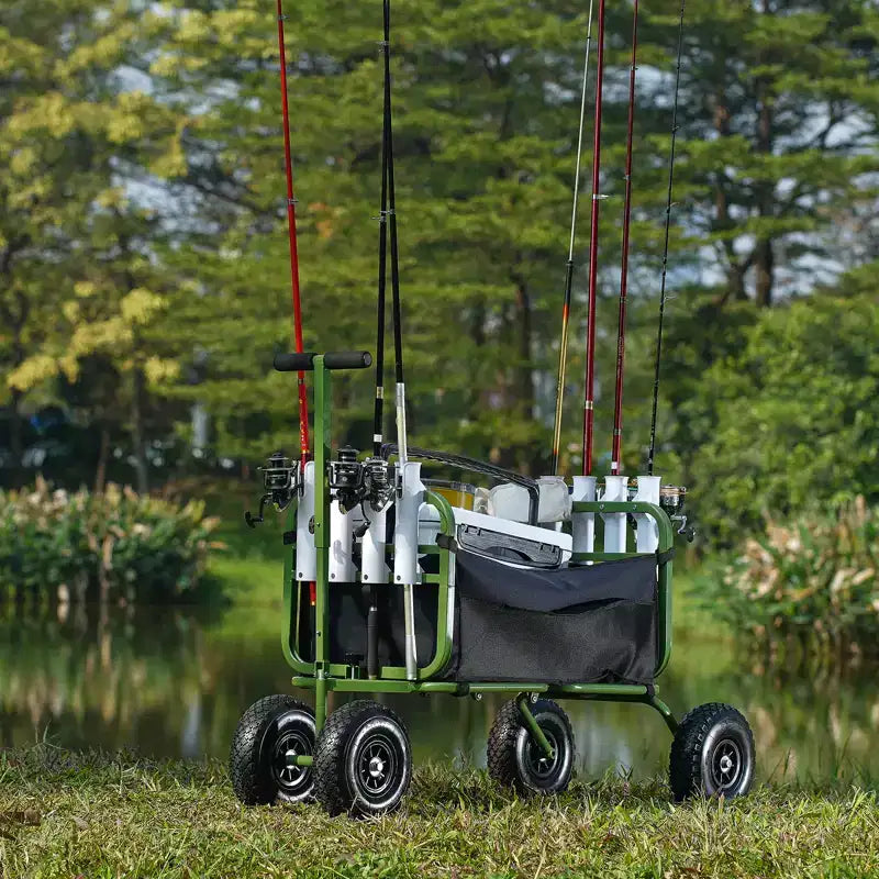 Chariot de pêche VEVOR pour la plage, capacité de charge de 136 kg, chariot de pêche et marin pliable avec quatre grandes roues ballon en caoutchouc de 28 cm