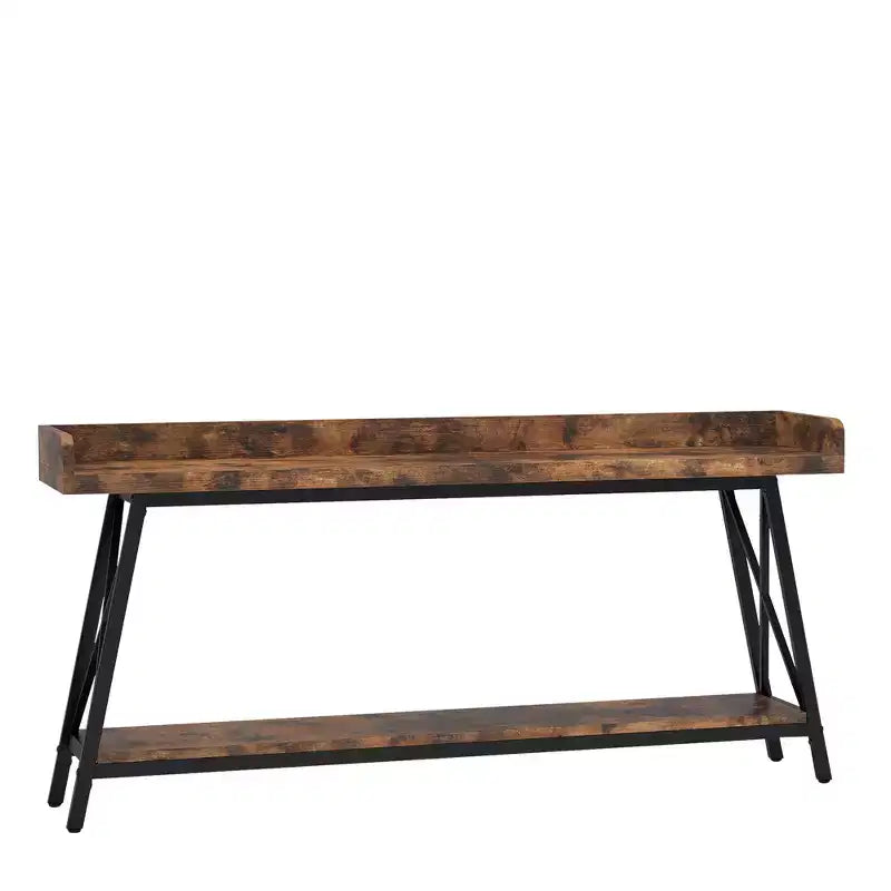 MAYEERTY 70.9 Inch Narrow Rustic Sofa Table Sturdy Metal Frame Home Decor