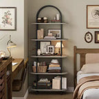 5-Tier Bookshelf, 71 Inch Tall Arched Bookcase, Metal Frame, Freestanding Display Rack, for Bedroom, Living Room