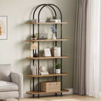 5-Tier Bookshelf, 71 Inch Tall Arched Bookcase, Metal Frame, Freestanding Display Rack, for Bedroom, Living Room