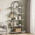 5-Tier Bookshelf, 71 Inch Tall Arched Bookcase, Metal Frame, Freestanding Display Rack, for Bedroom, Living Room