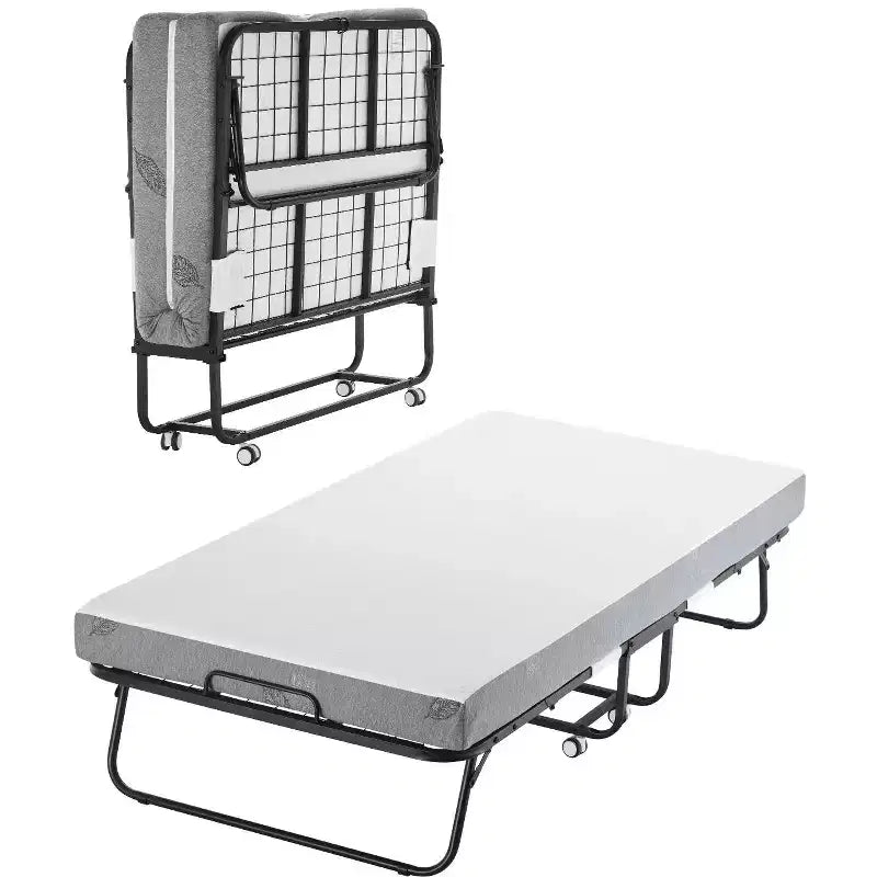 VEVOR Rollaway Bed, 38 in x 75 in Folding Bed with 5 in Mattress, Twin Size Foldable Bed with Sturdy Metal Frame & Memory Foam Mattress