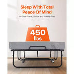 VEVOR Rollaway Bed, 38 in x 75 in Folding Bed with 5 in Mattress, Twin Size Foldable Bed with Sturdy Metal Frame & Memory Foam Mattress