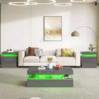 AMERLIFE High Gloss LED Nightstand Set of 2 with Charging Station