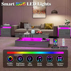 AMERLIFE High Gloss LED Nightstand Set of 2 with Charging Station