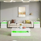 AMERLIFE High Gloss LED Nightstand Set of 2 with Charging Station