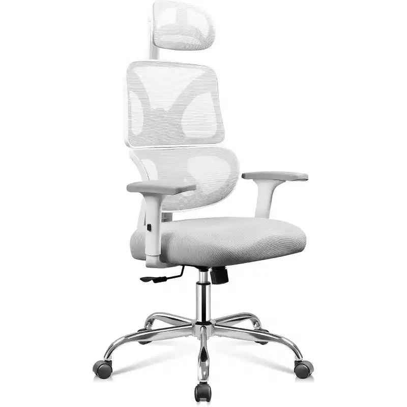 Fauteuil de bureau ergonomique grande taille, chaise de bureau réglable en maille avec support lombaire et accoudoirs, inclinable pour de longues heures