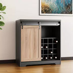 HomeRoots Meuble de bar 32 en charbon de bois et bois naturel avec porte de grange
