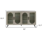 Bahut HomeRoots 60 avec quatre portes en bois doré et verre