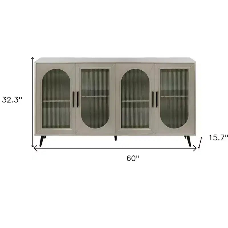 Bahut HomeRoots 60 avec quatre portes en bois doré et verre