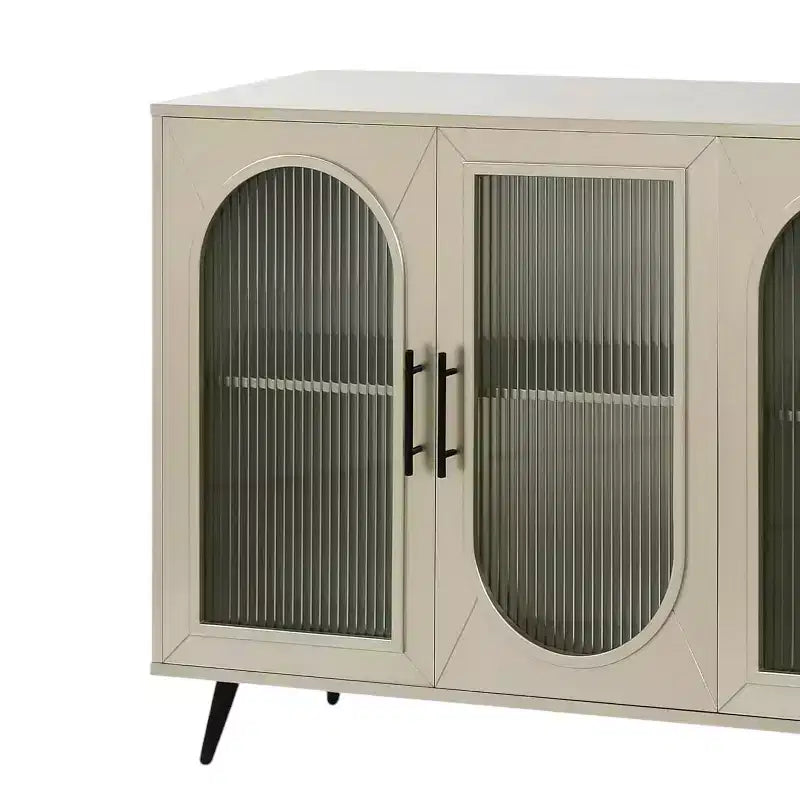 Bahut HomeRoots 60 avec quatre portes en bois doré et verre