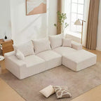 Canapé surdimensionné en forme de L de 279,4 cm, canapé modulaire Cloud avec coussins, canapé en velours côtelé doux sans armature en mousse pour salons, appartements, dortoirs