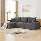 Canapé surdimensionné en forme de L de 279,4 cm, canapé modulaire Cloud avec coussins, canapé en velours côtelé doux sans armature en mousse pour salons, appartements, dortoirs