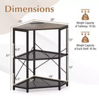 Costway Corner Printer Stand with Charging Station Adjustable Metal Mesh Shelf Black/Brown/White