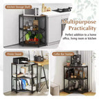 Costway Corner Printer Stand with Charging Station Adjustable Metal Mesh Shelf Black/Brown/White