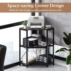 Costway Corner Printer Stand with Charging Station Adjustable Metal Mesh Shelf Black/Brown/White