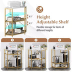Costway Corner Printer Stand with Charging Station Adjustable Metal Mesh Shelf Black/Brown/White