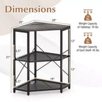 Costway Corner Printer Stand with Charging Station Adjustable Metal Mesh Shelf Black/Brown/White