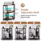 Costway Corner Printer Stand with Charging Station Adjustable Metal Mesh Shelf Black/Brown/White