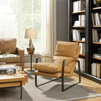 Art Leon Comfortable and Luxury Genuine Leather Accent Lounge Chair