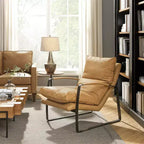 Art Leon Comfortable and Luxury Genuine Leather Accent Lounge Chair