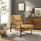 Art Leon Comfortable and Luxury Genuine Leather Accent Lounge Chair