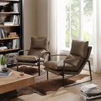 Art Leon Comfortable and Luxury Genuine Leather Accent Lounge Chair